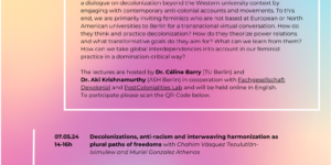 Programm der Vorlesungsreihe "Feminist Perspectives on Decolonization"