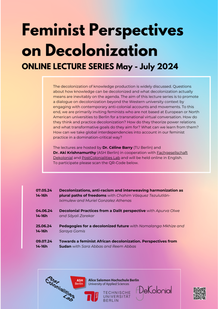 Programm der Vorlesungsreihe "Feminist Perspectives on Decolonization"