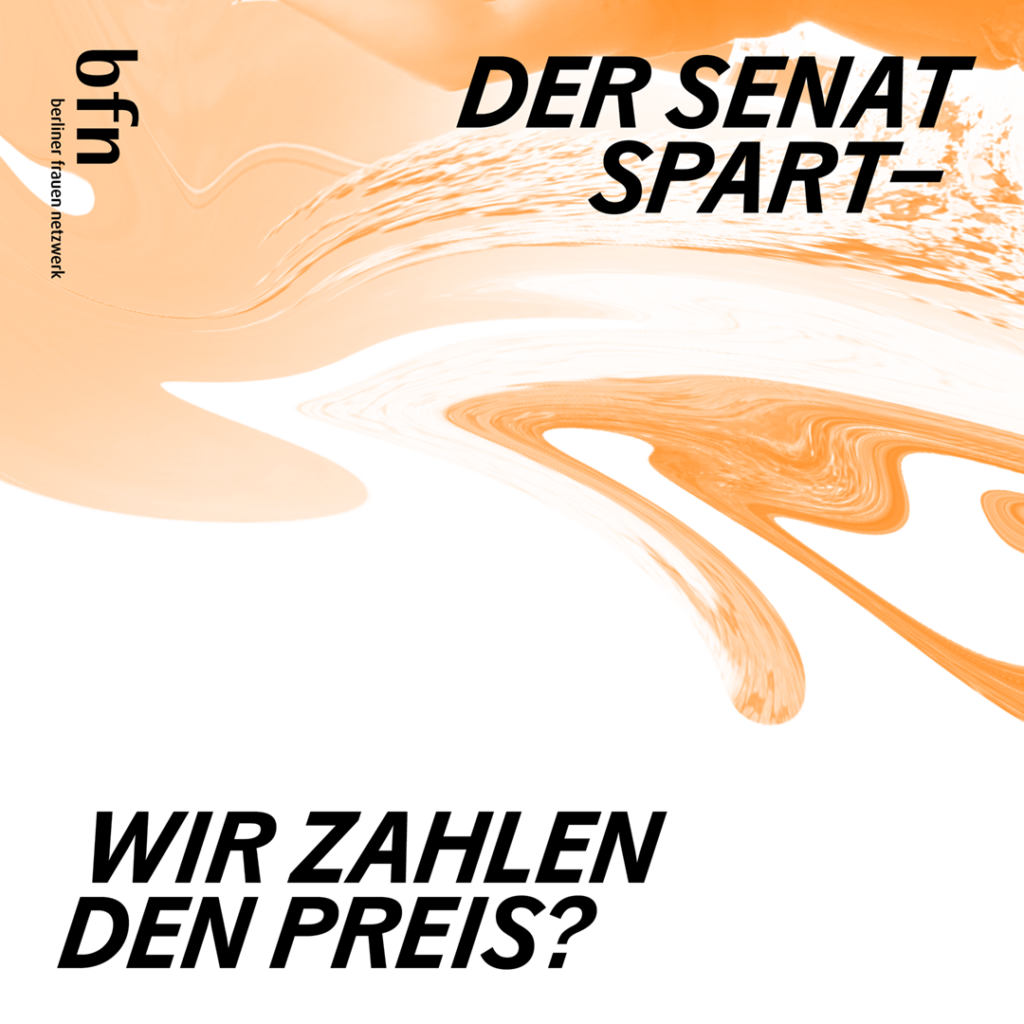 Grafik des bfn mit der Aufschrift: Der Senat spart - wir zahlen den Preis?